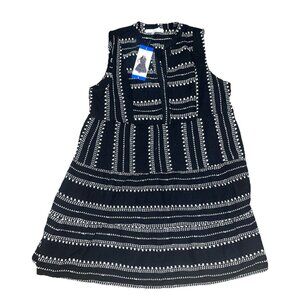NWT Women's Black/White FEVER Cotton Sleeveless Summer Dress Large